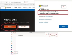 Postup k přihlášení do MS OFFICE 365